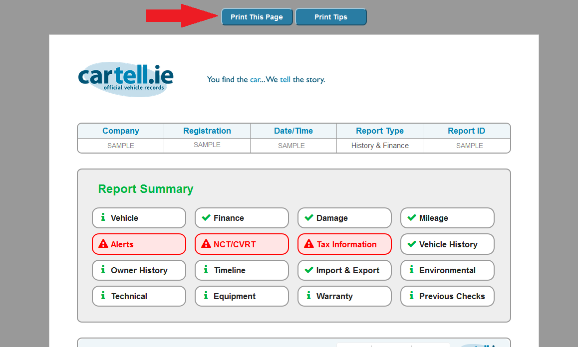 Print, Email and Save a Cartell Car Check as a PDF - Cartell Car Check