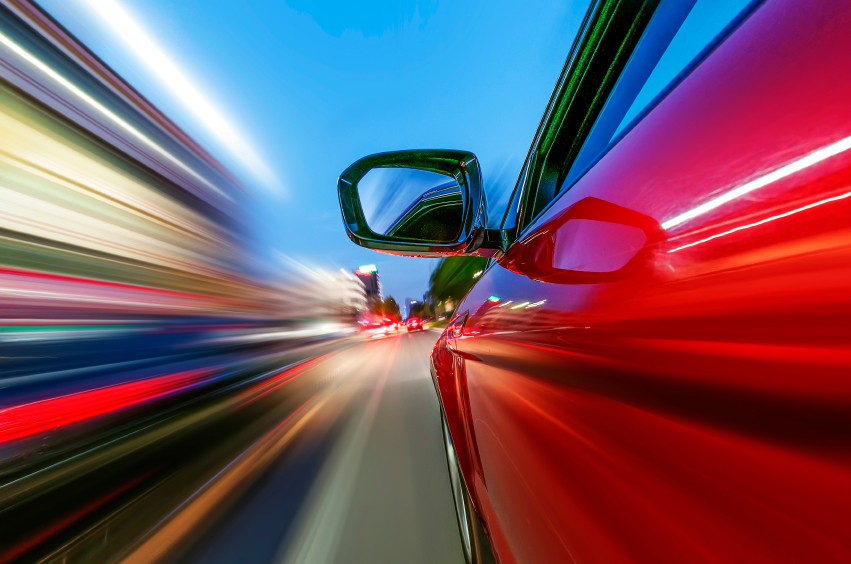 car on the road with motion blur background